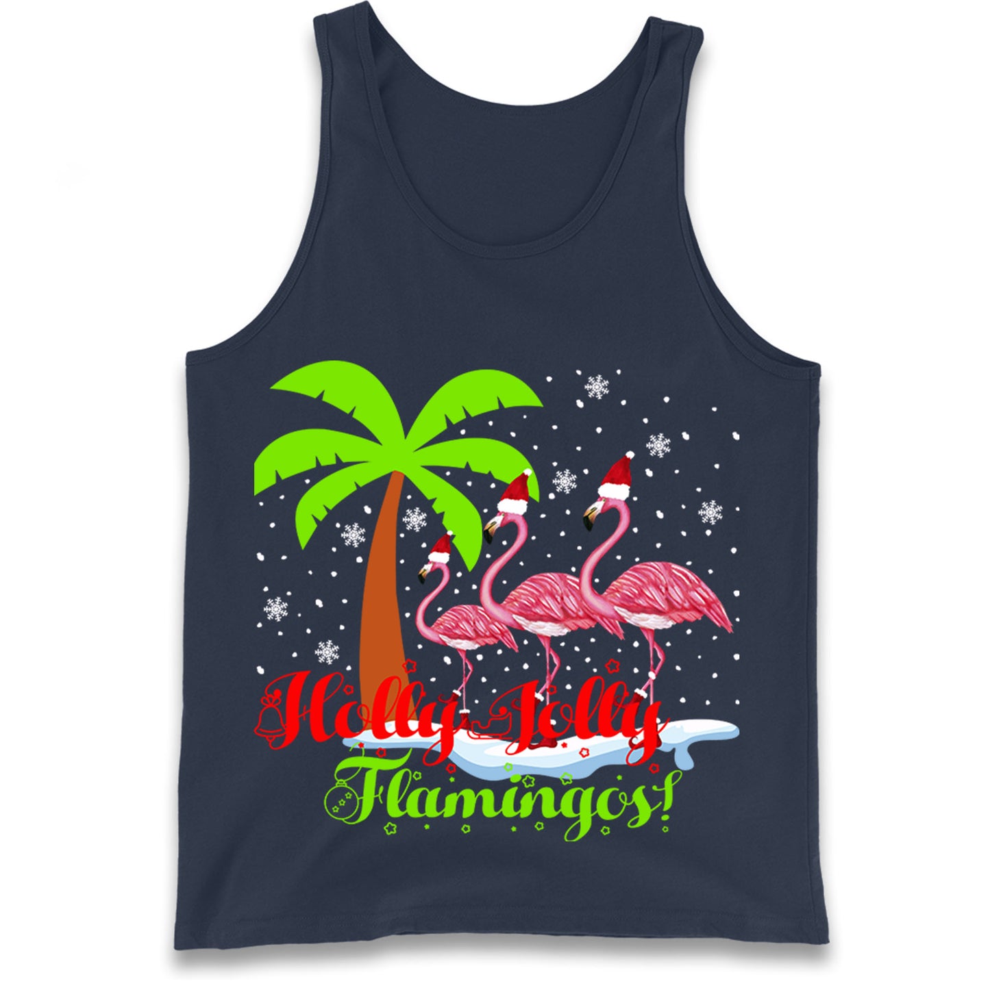 Holly Jolly Flamingos Christmas Tank Top