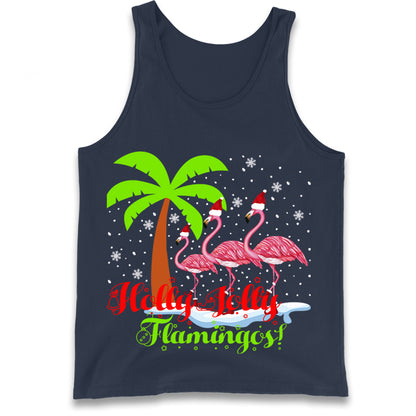 Holly Jolly Flamingos Christmas Tank Top
