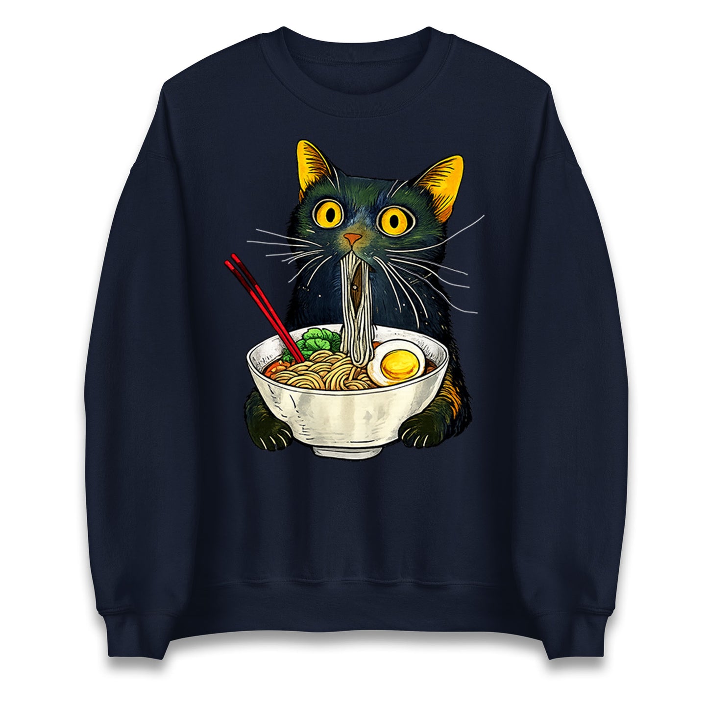 Ramen Noodle Black Cat Foodie Lover Meme Jumper