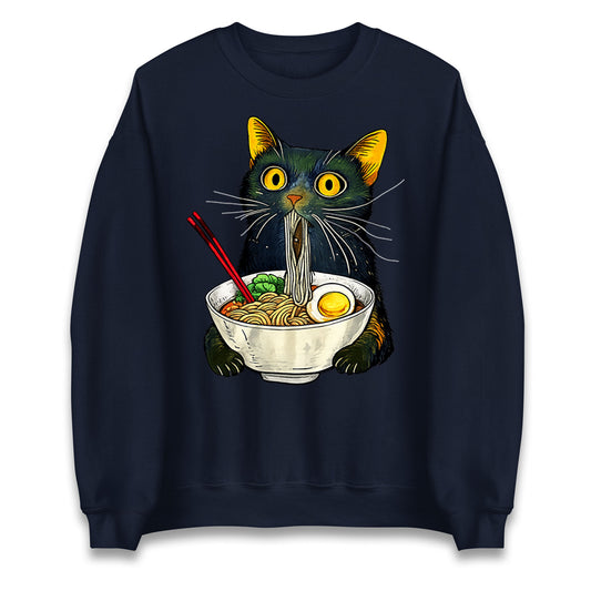 Ramen Noodle Black Cat Foodie Lover Meme Jumper