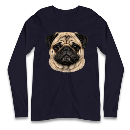 Pug Dog Face Longsleeve T Shirt
