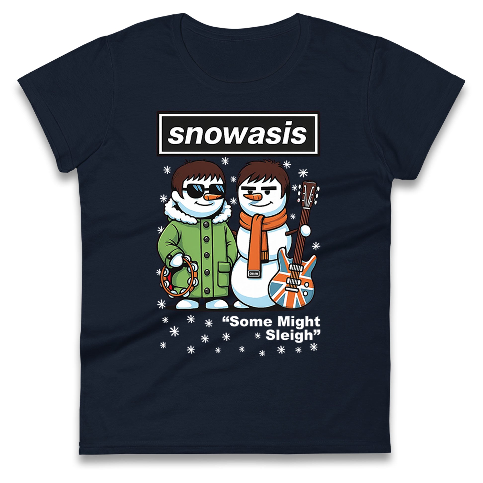 Snowasis Might Sleigh Xmas Music Band  Ladies T Shirt 
