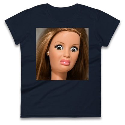 Funny Distressed Doll Face Meme Ladies T Shirt