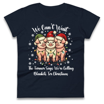 Three Pigs Christmas Ladies T Shirt