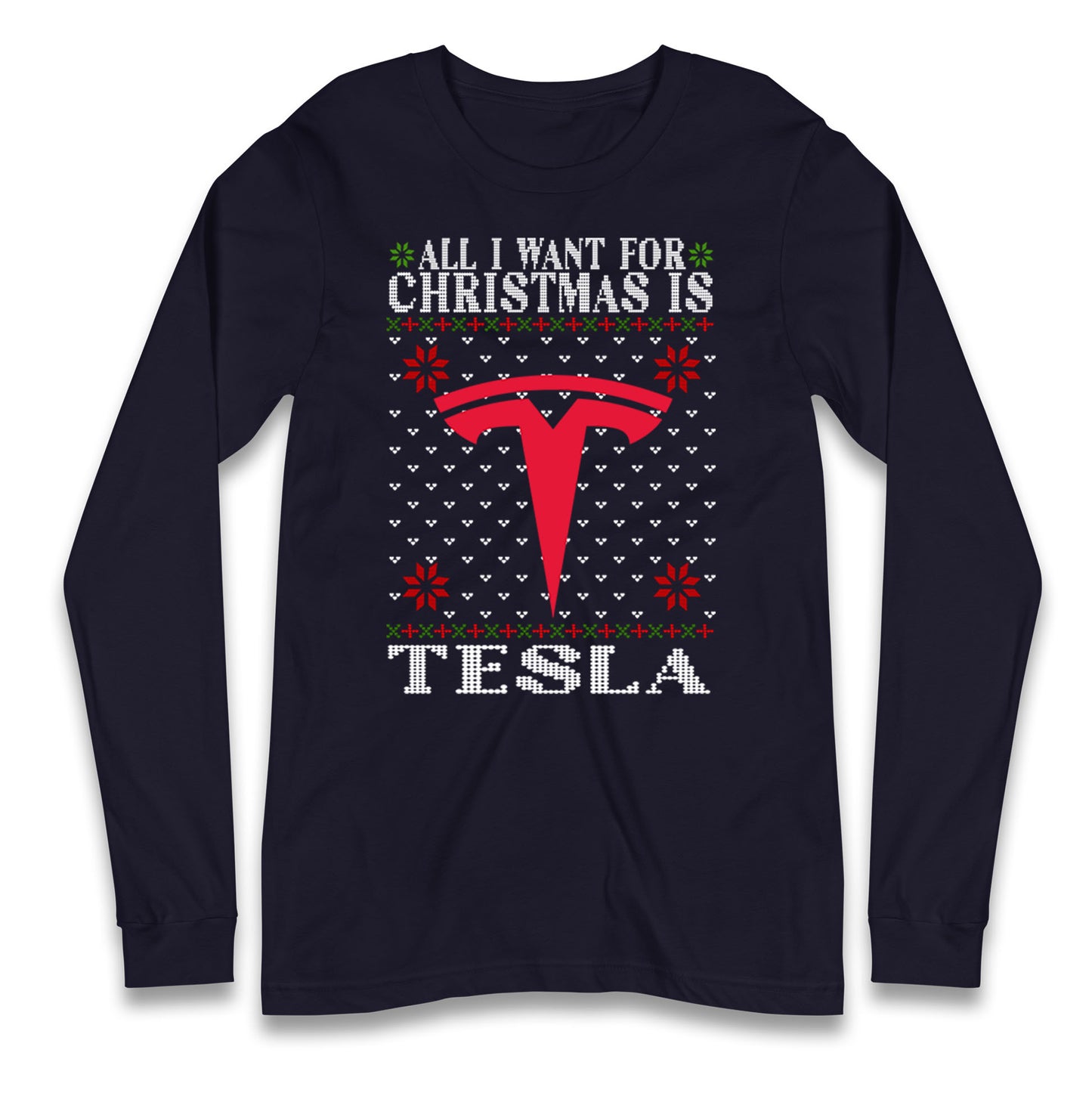 tesla christmas long sleeve t shirt