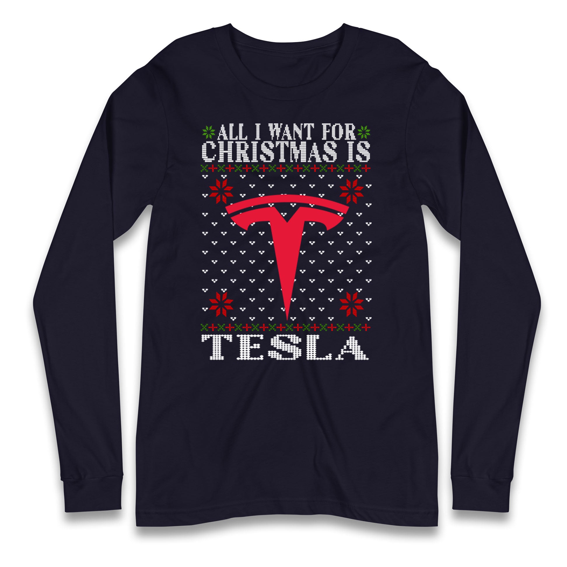 tesla christmas long sleeve t shirt
