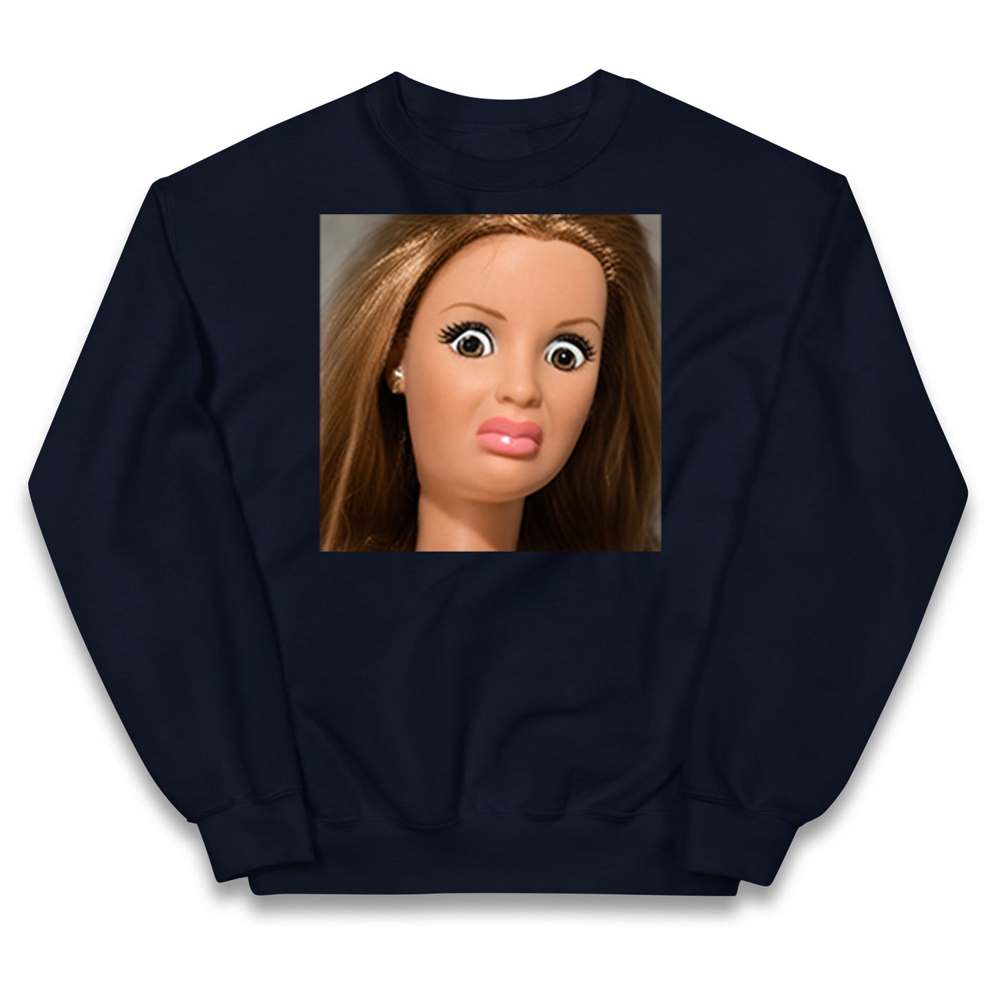 Distressed Doll Face Meme Kids Jumper