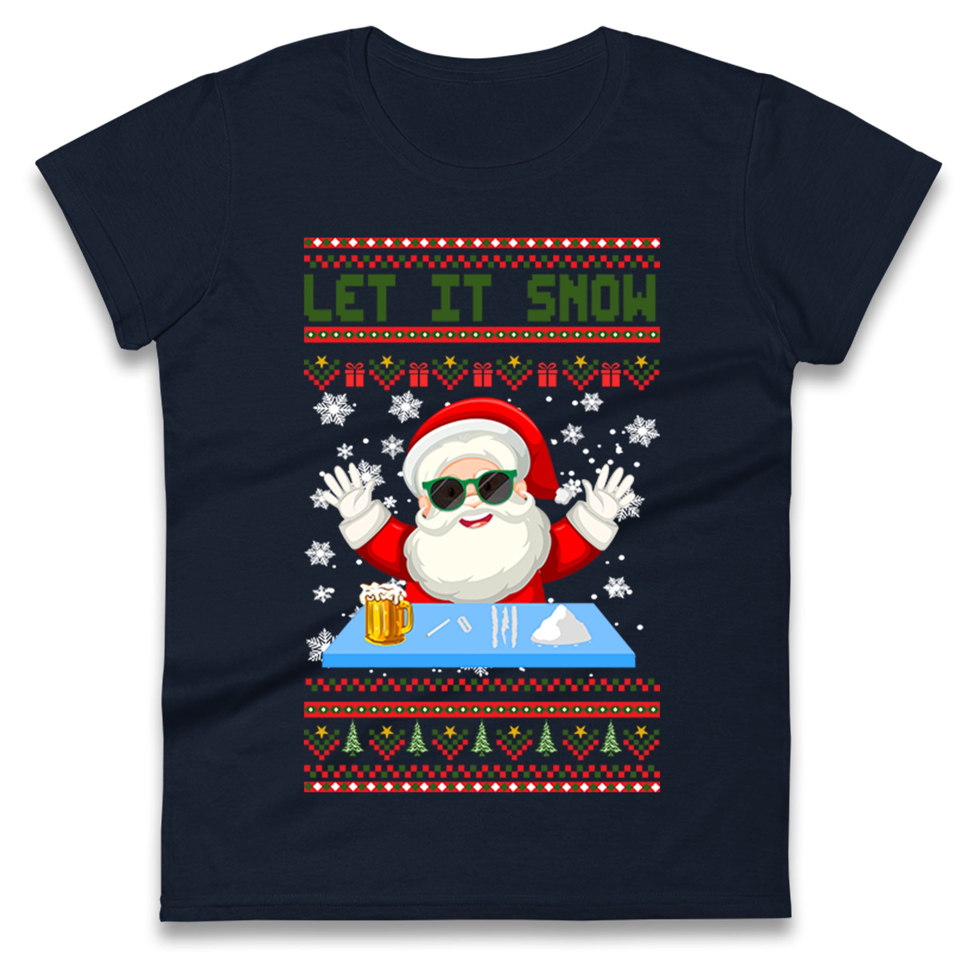 Santa Claus Christmas Ladies T Shirt
