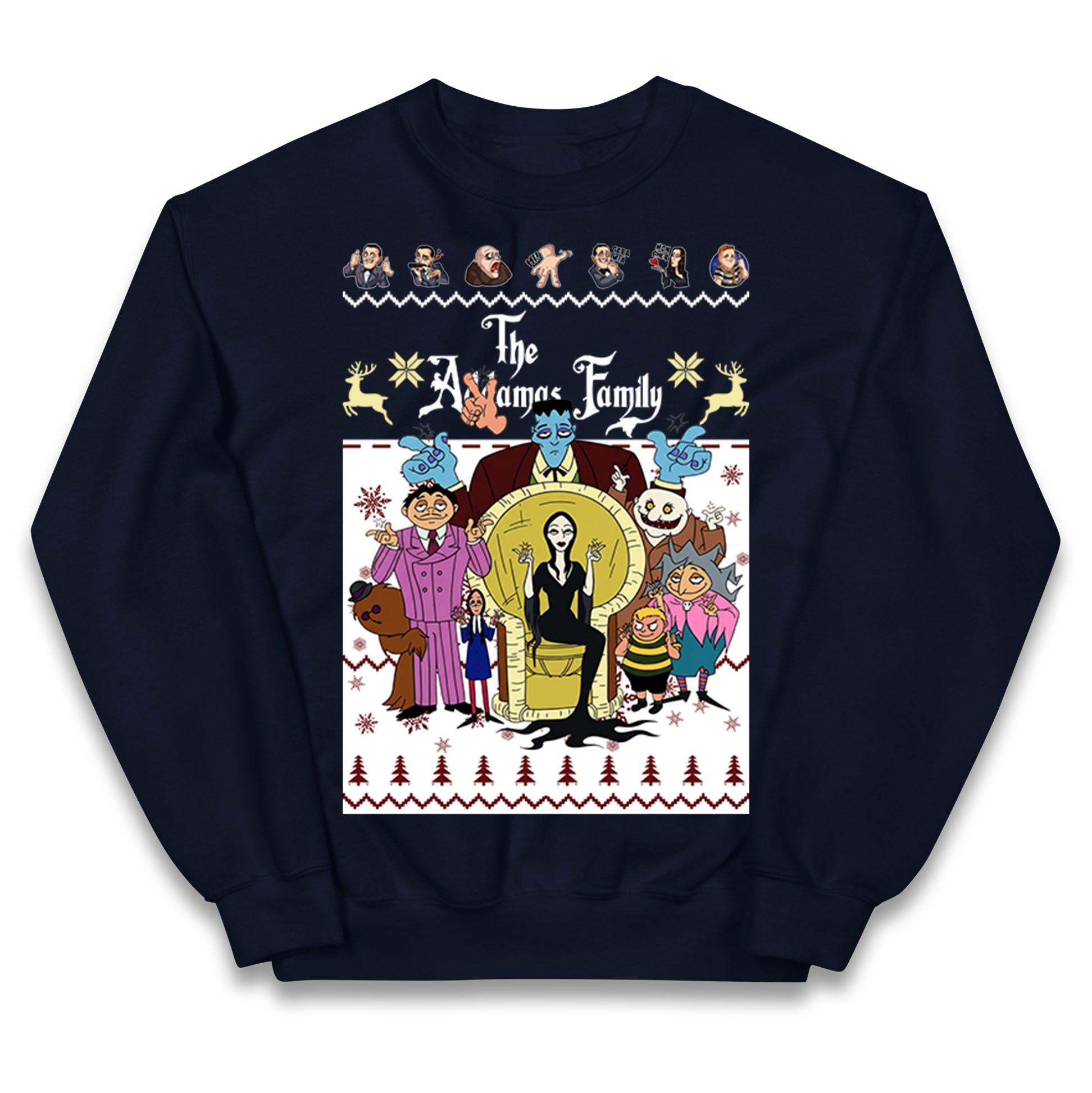 Scary Addams Christmas Kids Jumper