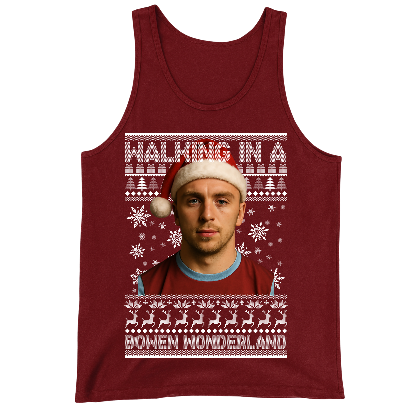 Jared Bowen walking in a Bowen Wonderland Christmas Tank-Top