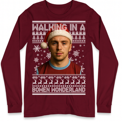 Jared Bowen walking in a Bowen Wonderland Christmas Longsleeve T-Shirt
