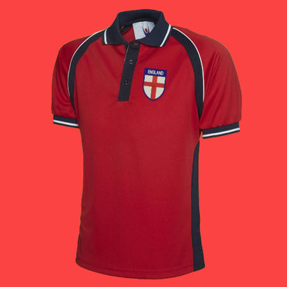 Flag of England Shield Embroidered Polyester Sports Polo Shirt