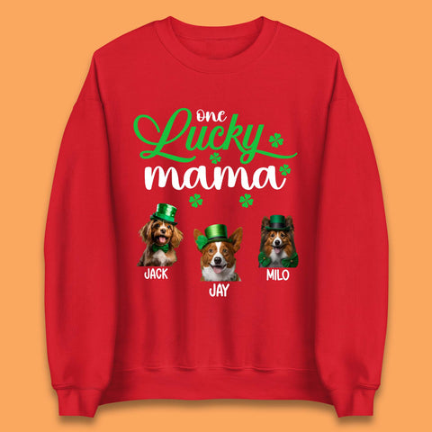 Personalised One Lucky Dog Mama Unisex Sweatshirt