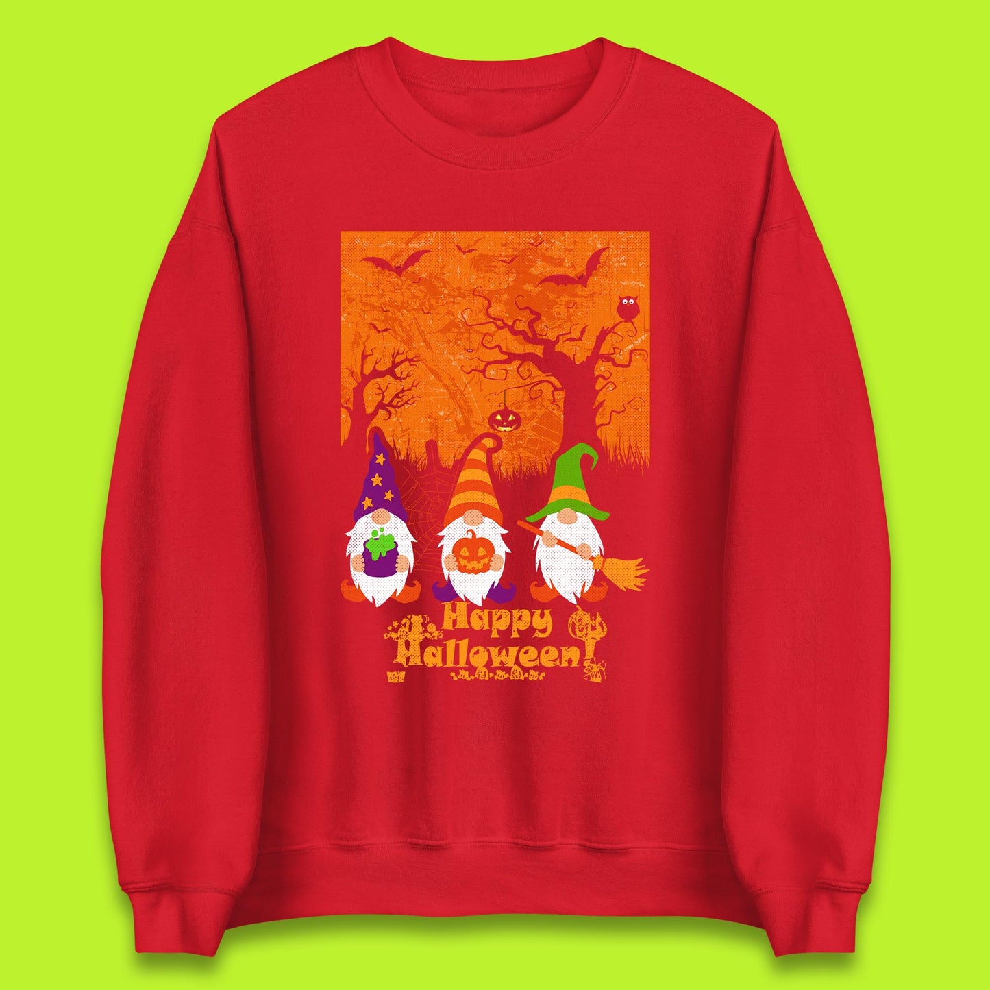 Happy Halloween Gnomies Spooky Witch Gnomes Scary Halloween Trees Gnome Lover Unisex Sweatshirt