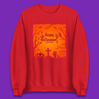 Happy Halloween Witch Hand Cross Sign Scary Pumpin Spooky Terrific Halloween Night Unisex Sweatshirt