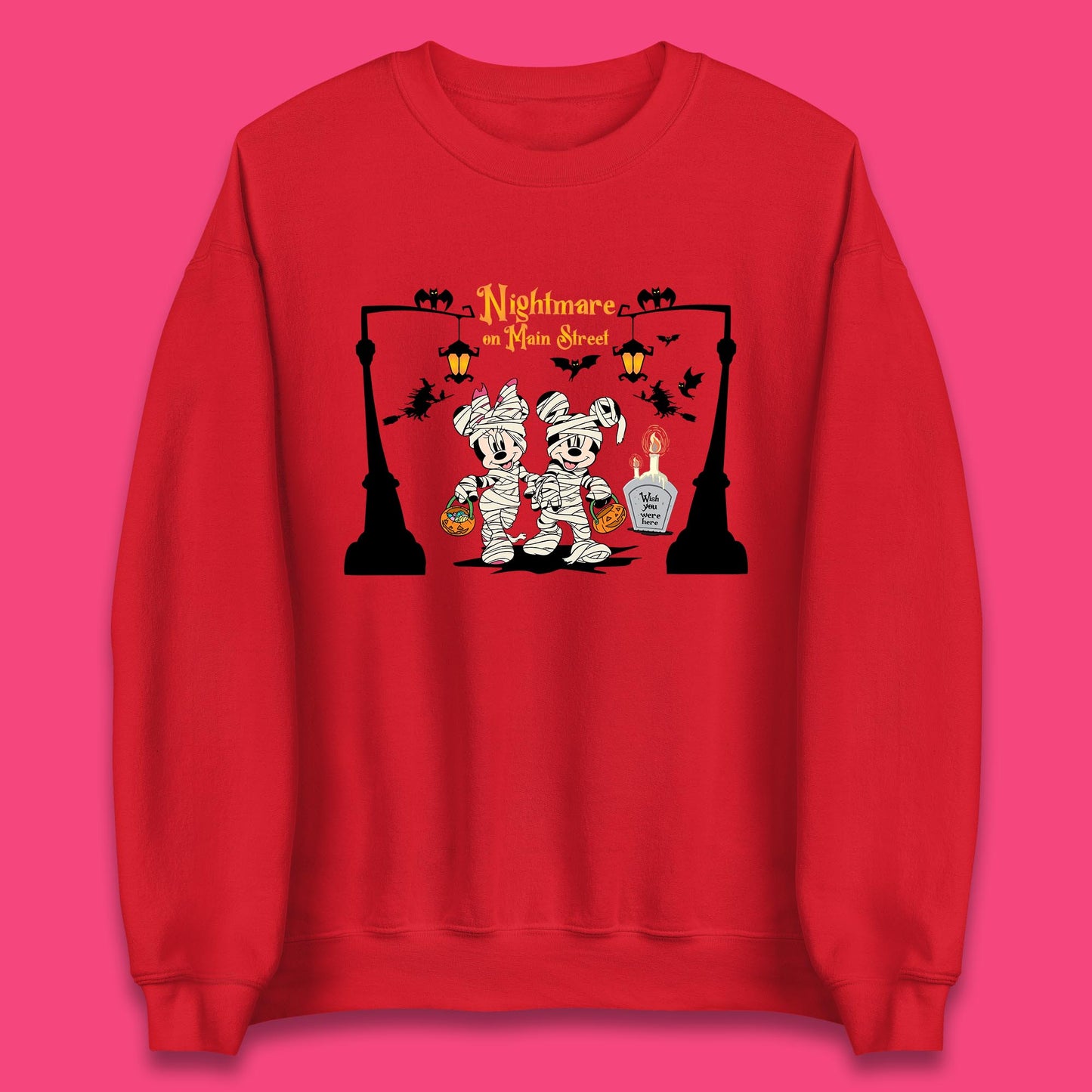 Nightmare On Main Street Disney Halloween Mickey Minnie Mouse Mummy Disneyland Trip Unisex Sweatshirt