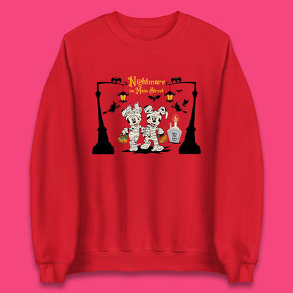 Nightmare On Main Street Disney Halloween Mickey Minnie Mouse Mummy Disneyland Trip Unisex Sweatshirt