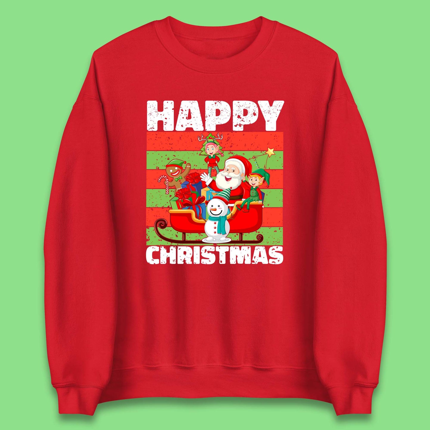 santa and friends on sleigh christmas sweatshirt