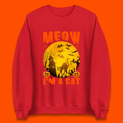 Meow I'm A Cat Halloween Black Cat Horror Scary Haunted House Unisex Sweatshirt