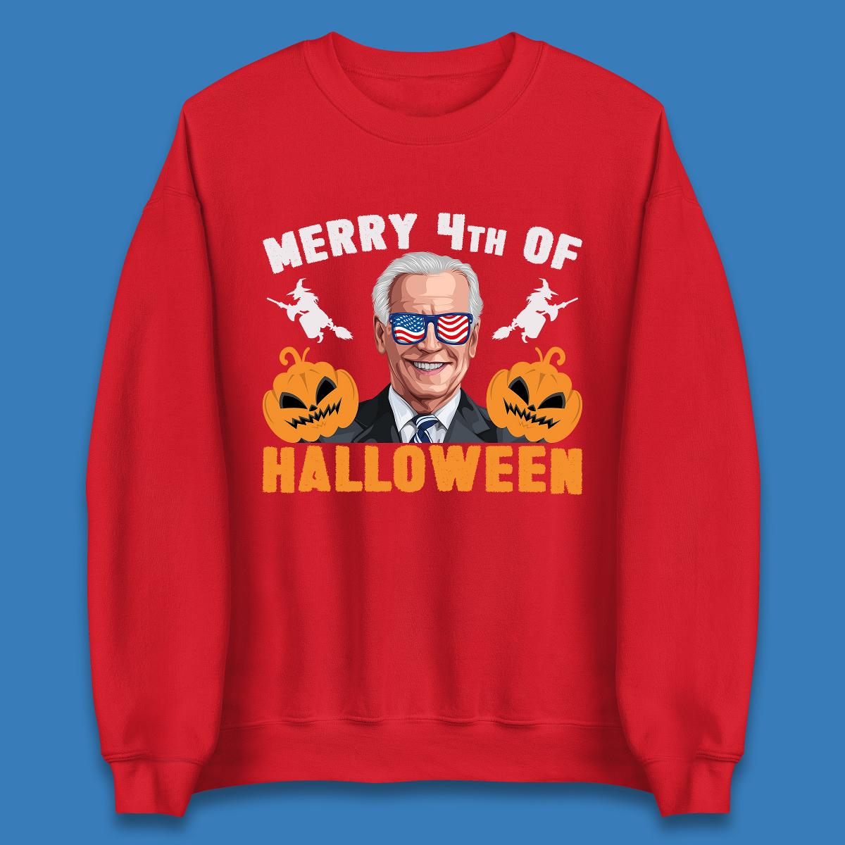 Merry 4th Of Halloween Funny Confused Joe Biden 4th Of July Unisex Sweatshirt
