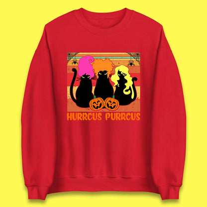 Vintage Halloween Witches Hurrcus Purrucs Scary Cat Horror Pumpkin Faces Hocus Pocus Halloween Costume Unisex Sweatshirt