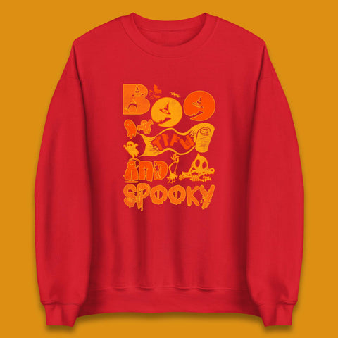 Boo Tiful and Spooky Halloween Horror Scary Boo Ghost Spooky Season Unisex Sweatshirt
