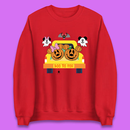 Disney Halloween Mickey Minnie Mouse Pumpkin Ghost Boo To You Horror Scary Disney Trip Unisex Sweatshirt