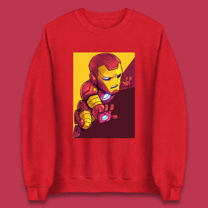 Flying Chibi Iron Man Superhero Marvel Avengers Comic Book Character Iron-Man Marvel Comics Unisex Sweatshirt