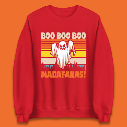 Ghost Say Boo Boo Boo Madafakas Halloween Vintage Horror Scary Boo Ghost Unisex Sweatshirt