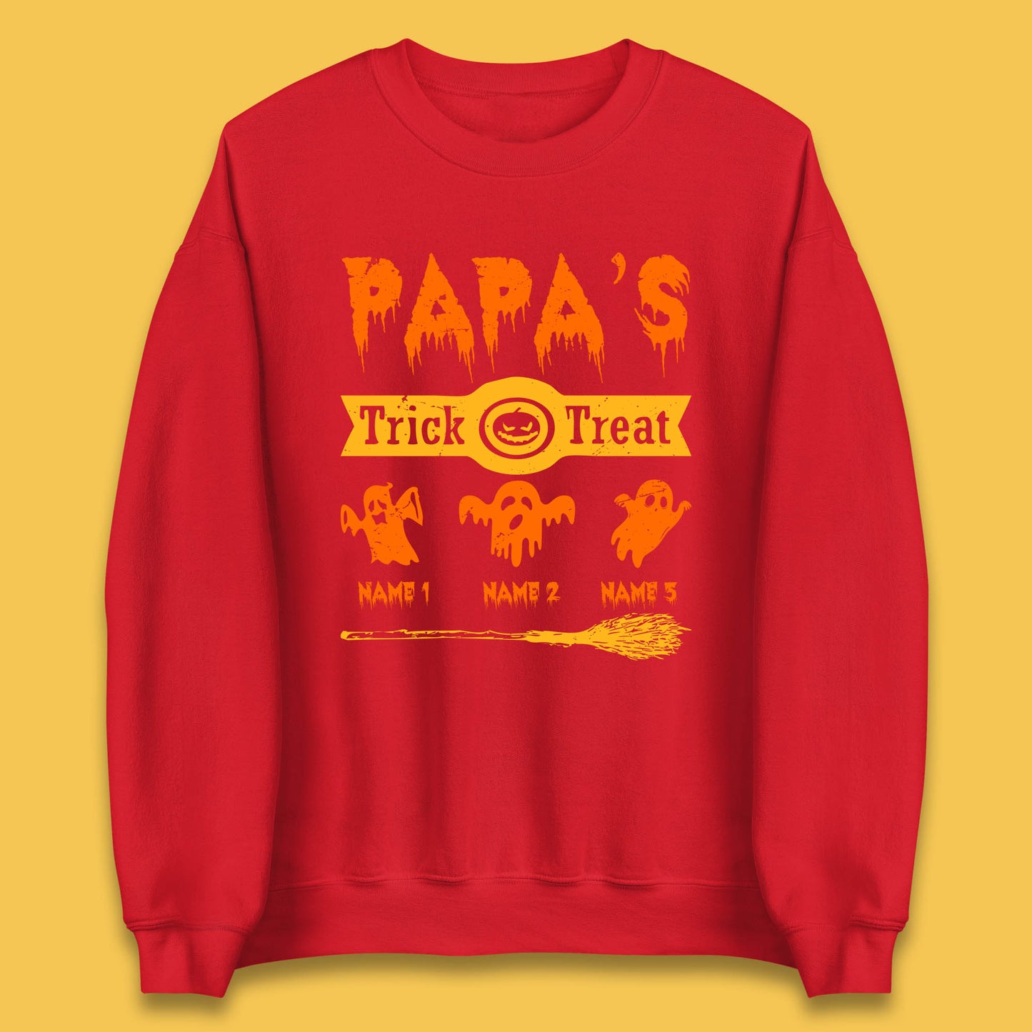 Personalised Papa's Trick Or Treat Halloween Custom Your Boo Ghost Children Names Scary Spooky Costume Unisex Sweatshirt