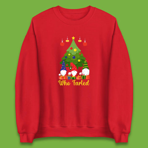 Who Farted Christmas Gnomes Funny Farting Gnomes Xmas Unisex Sweatshirt
