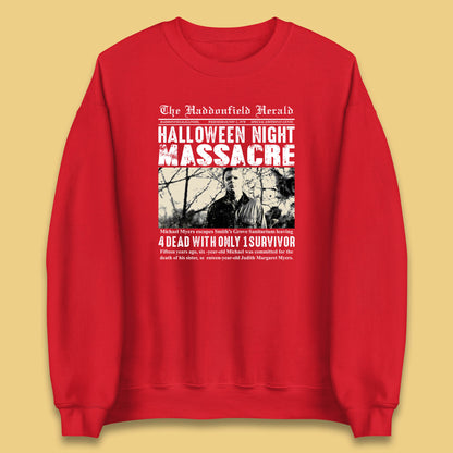 Vintage Halloween Night Massacre 1978 Halloween Newspaper Horror Michael Myers Unisex Sweatshirt