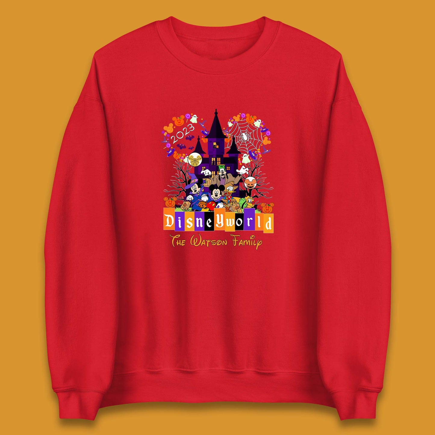Personalised Disneyworld Halloween Family Disneyland Castle Mickey And Friends Disney Trip Unisex Sweatshirt