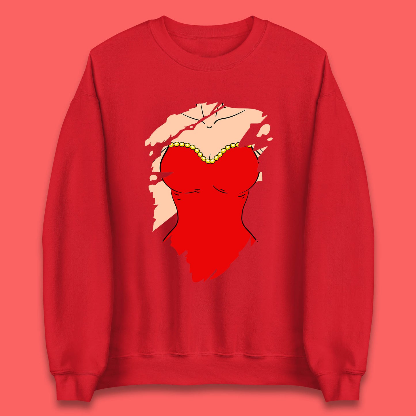 Beautiful Sexy Glamour Blonde Girl Stylish Trendy Dressing In Red Mini Dress Unisex Sweatshirt