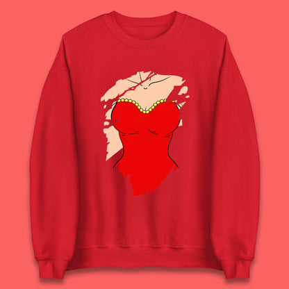 Beautiful Sexy Glamour Blonde Girl Stylish Trendy Dressing In Red Mini Dress Unisex Sweatshirt