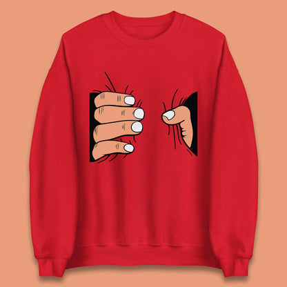 Crushing Handshake Big Hand Squeezing Funny Hand Grabbing Photographic Unisex Sweatshirt