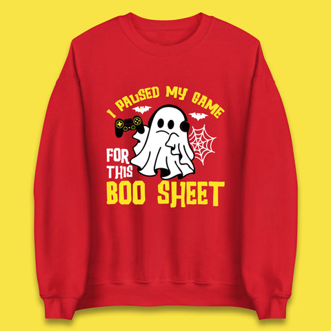 I Paused My Game For This Boo Sheet Ghost With Controller Halloween Gamer Unisex Sweatshirt