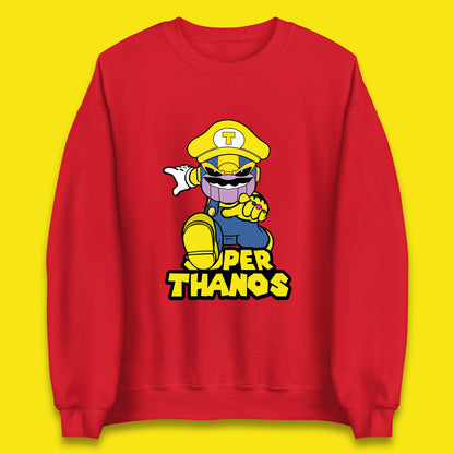Super Thanos Marvel Infinity Gauntlet Super Mario Spoof Marvel Nintendo Game Series Wario Thanos Fictional Character Unisex Sweatshirt