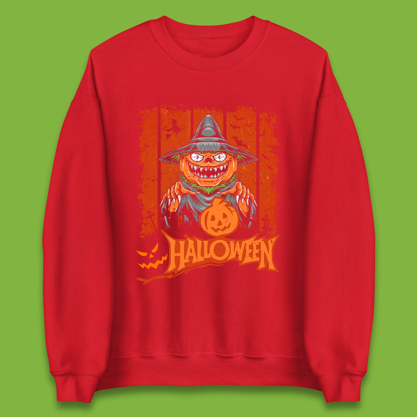 Halloween Pumpkin Head Scarecrow Jack O Lantern Pumpkin Head Horror Scary Vintage Retro Unisex Sweatshirt