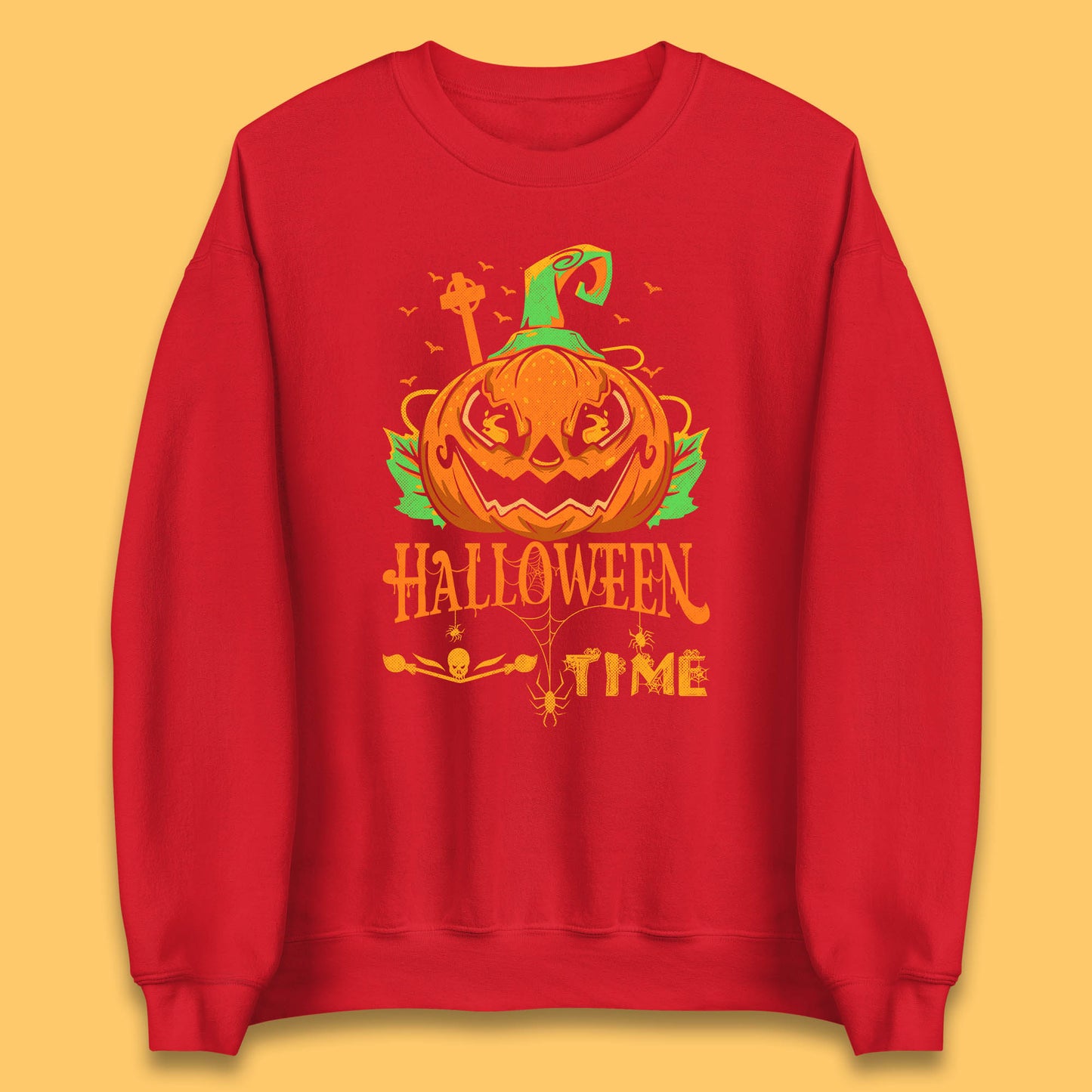 Halloween Time Scary Face Jack O Lantern Horror Pumpkin Halloween Scary Night Unisex Sweatshirt