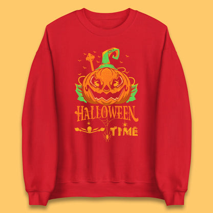 Halloween Time Scary Face Jack O Lantern Horror Pumpkin Halloween Scary Night Unisex Sweatshirt