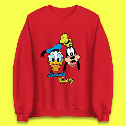 Disney Cartoon Characters Donald Duck And Pluto Goofy Face Disney World Trip Disney Vacation Unisex Sweatshirt