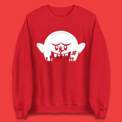 Super Mario Boo Trick Or Treat Halloween Nintendo Mario Iconic Ghost Boo Unisex Sweatshirt