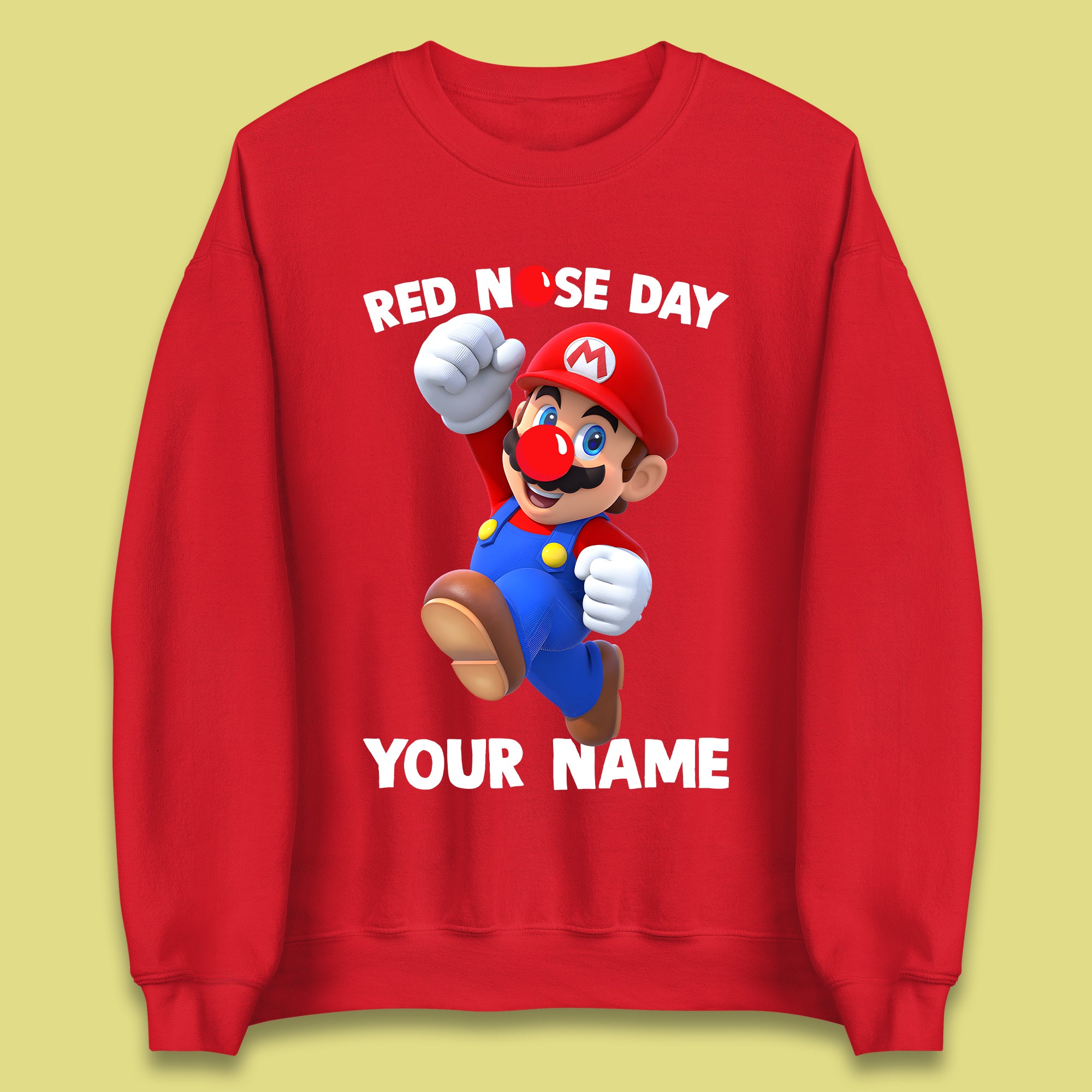 Personalised Super Mario Red Nose Day Unisex Sweatshirt