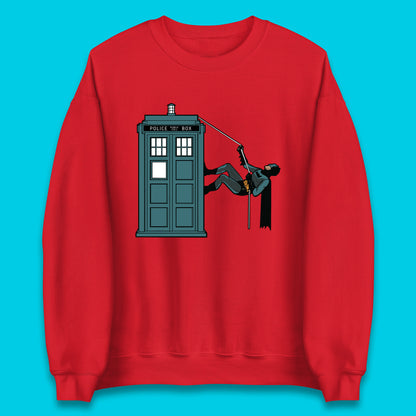 Batman Climbing Police Public Call Box DC Comics Superhero Movie Character Unisex Sweatshirt
