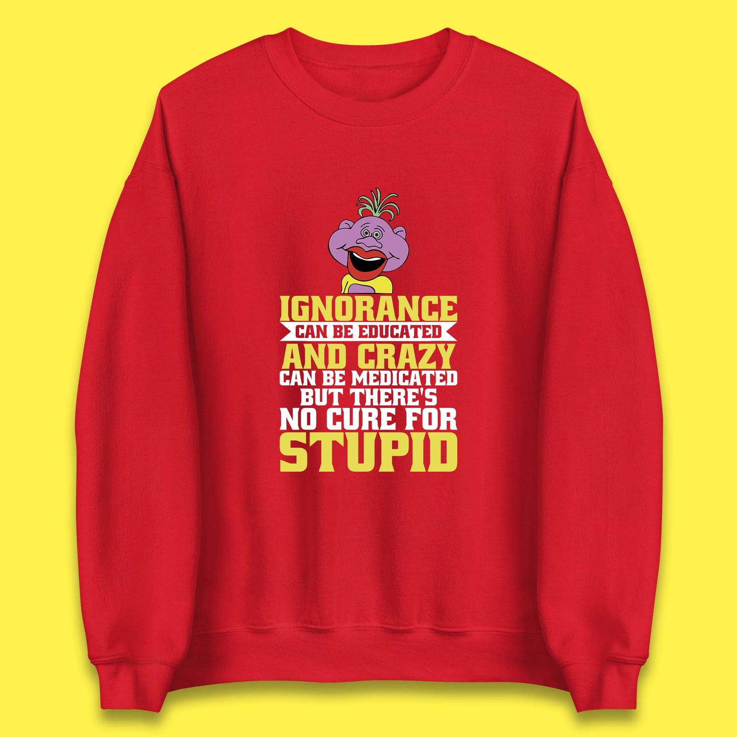 Ignorance Can Be Educated And Crazy Can Be Medicated But There's No Cure For Stupid Anonymous Quote Unisex Sweatshirt