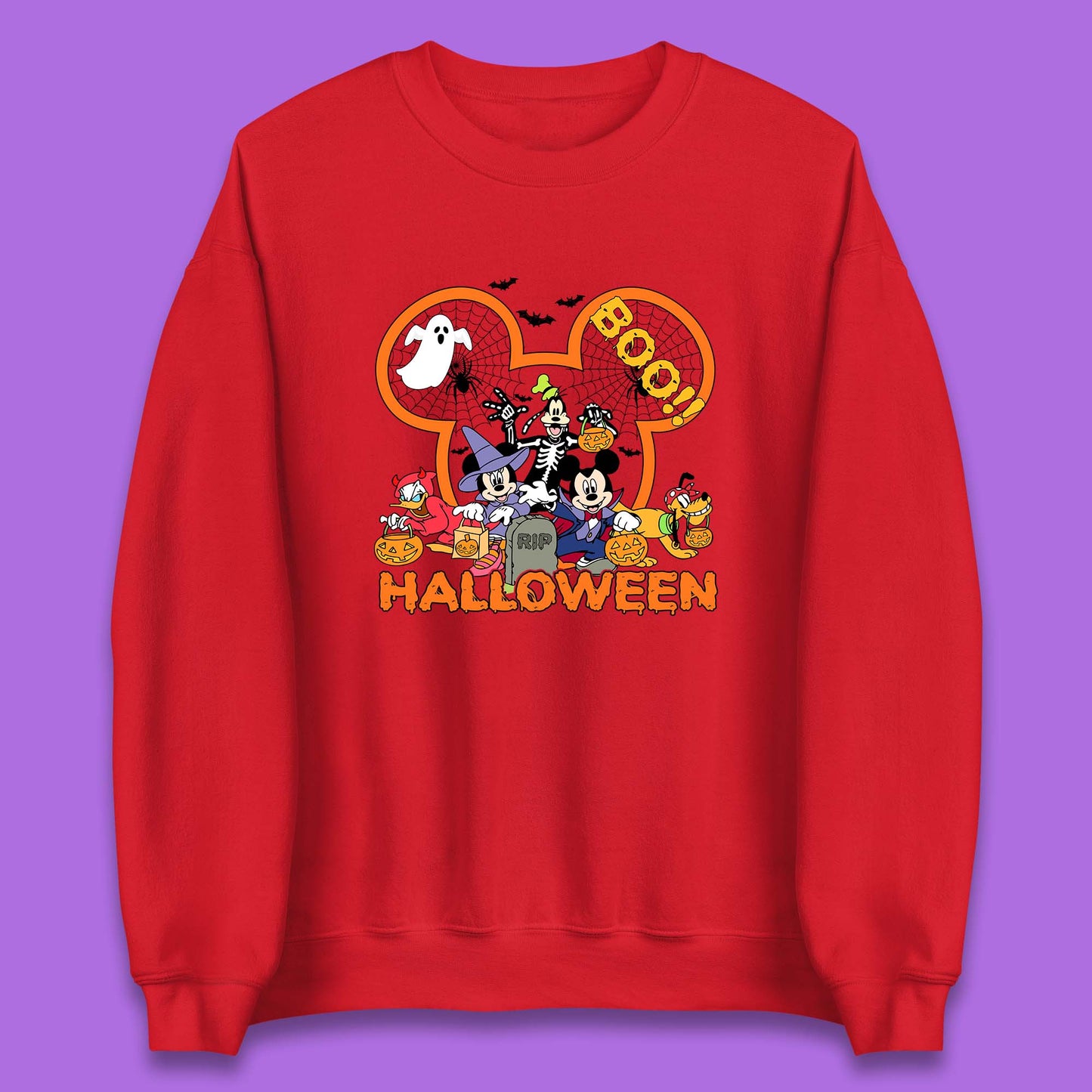 Disney Halloween Mickey Mouse Minnie Mouse Boo Ghost Friends Donald Duck Pluto Goofy Cartoon Disneyland Trip Unisex Sweatshirt