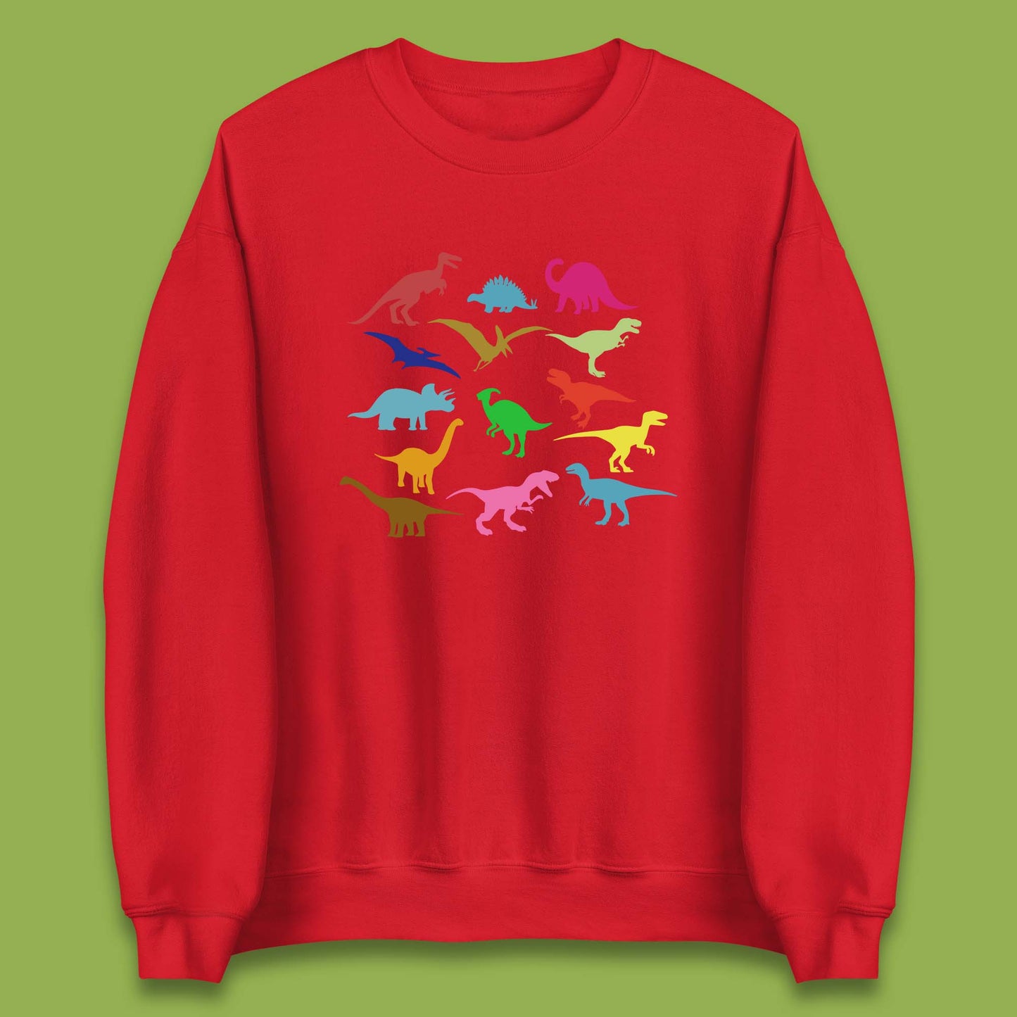 Colourful Dinosaurs Dino Fossil Dinosaurs Wild Nature Prehistoric Paleontology Velociraptor Unisex Sweatshirt