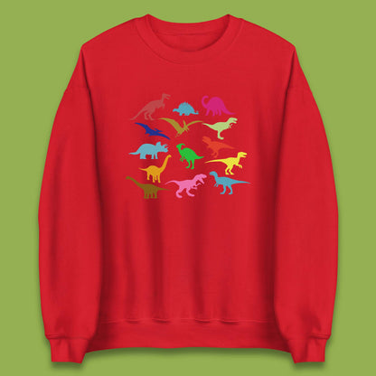 Colourful Dinosaurs Dino Fossil Dinosaurs Wild Nature Prehistoric Paleontology Velociraptor Unisex Sweatshirt