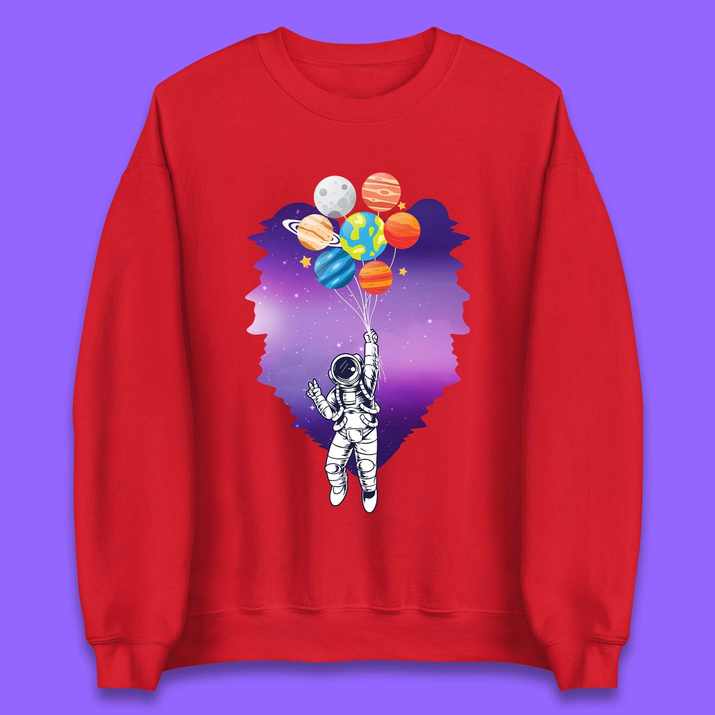 Astronaut Space Planets Balloons Unisex Sweatshirt